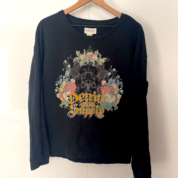 SZ M - Denim & Supply Black Graphic Sweatshirt! - Picture 1 of 5